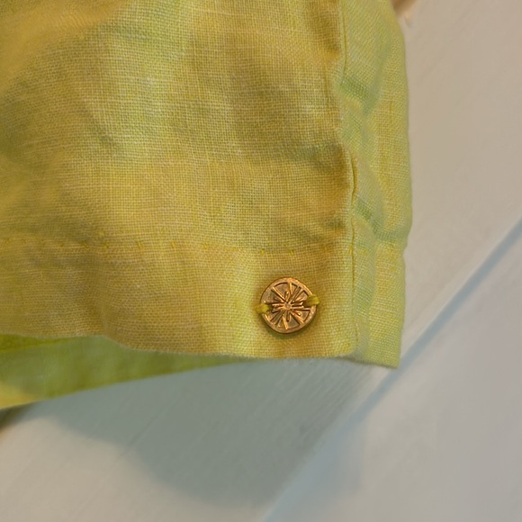 Lily pulitzer linen bright yellow pull on shorts size XL - Picture 4 of 6